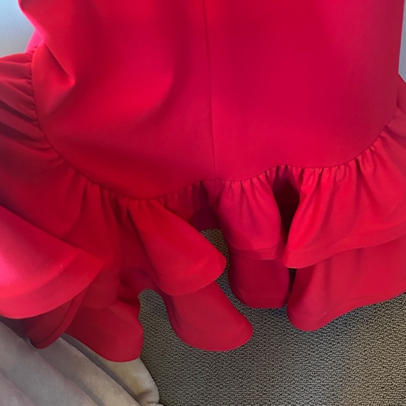 Chic Red Ruffled Prom Dress - Picture 7 of 8